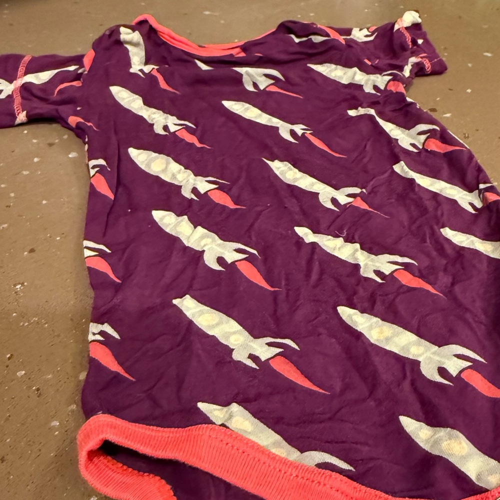 Kickee Pants Purple and Coral Rocket Bodysuit